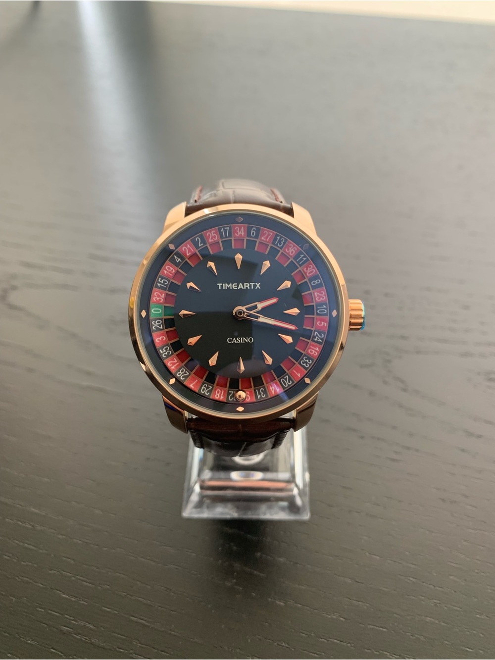 Roulette Casino Rose Gold Watch with Black Dial